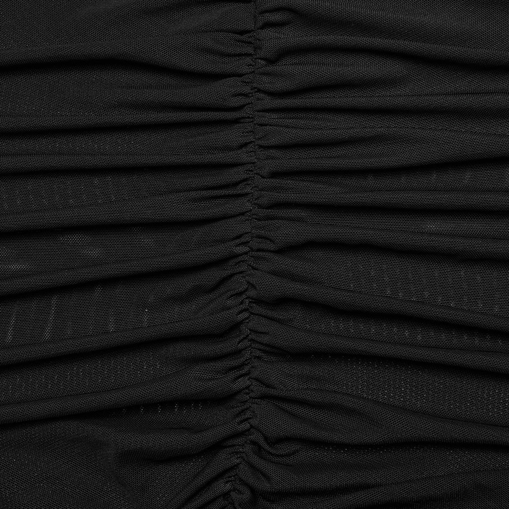 DT-800TCF Gothic Ruched Skeleton Sheer Long Sleeve T-Shirt?-??Punk Rave Clothing