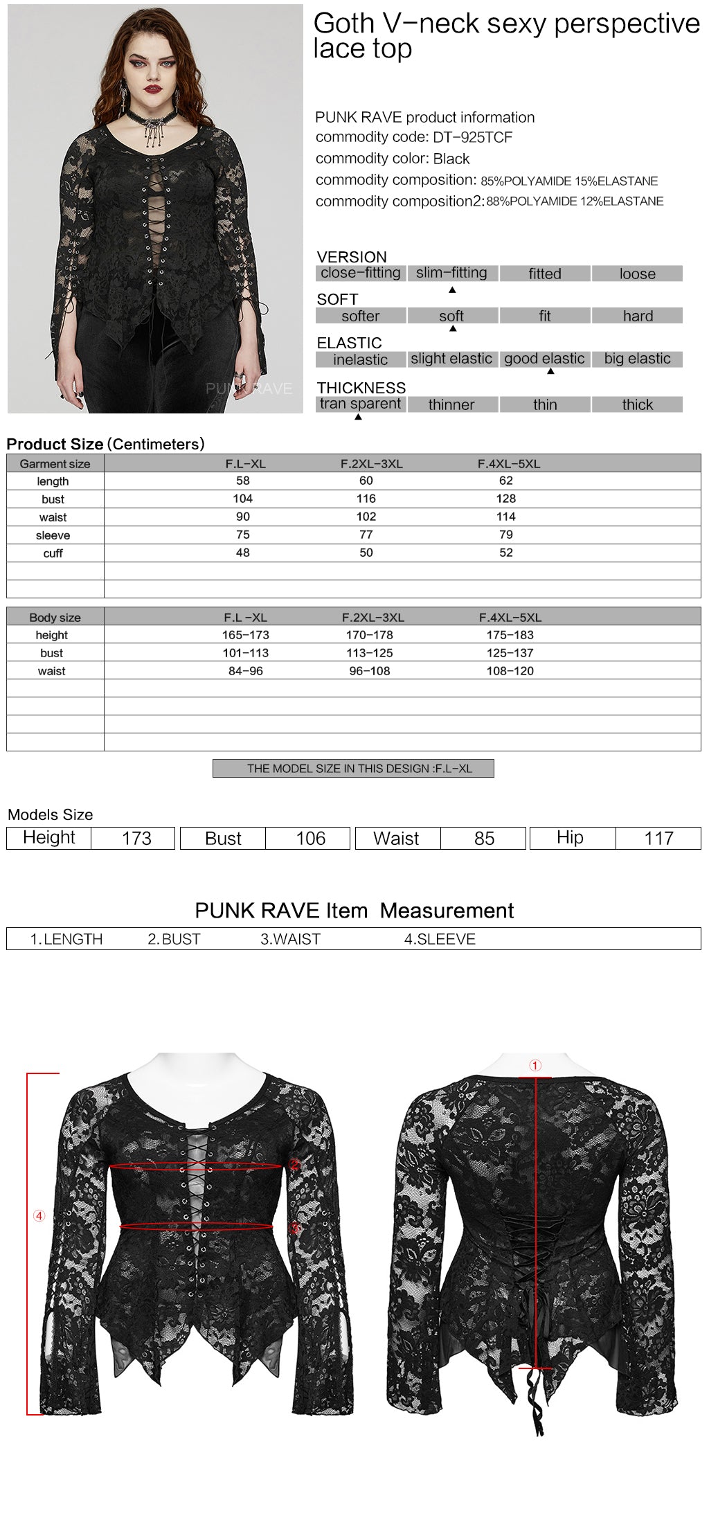 DT-925TCF Gothic Lace Top V-Neck Irregular Hem Design Shirt?-??Punk Rave Clothing