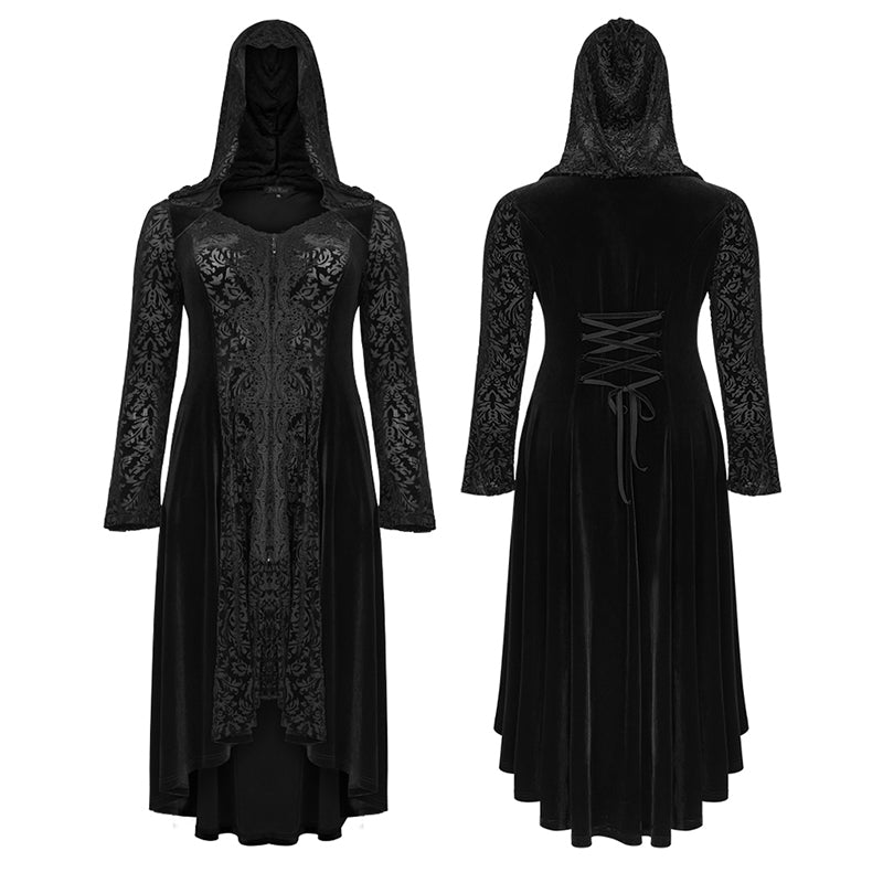 DY-1296XCF Chinoiserie Dark velvet burning out long coat