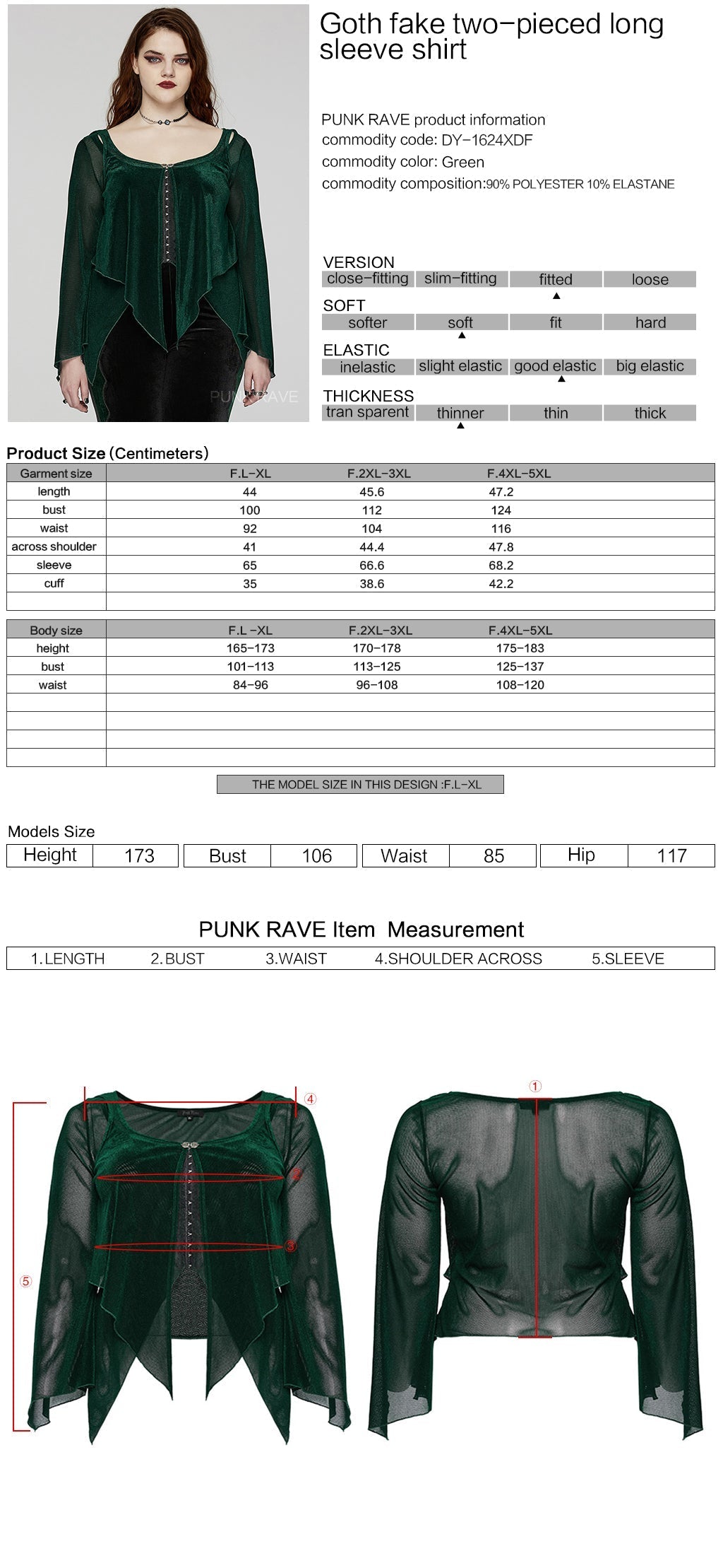 DY-1624XDF Gothic Elegance Layered Long Sleeve Mesh Shirt?-??Punk Rave Clothing