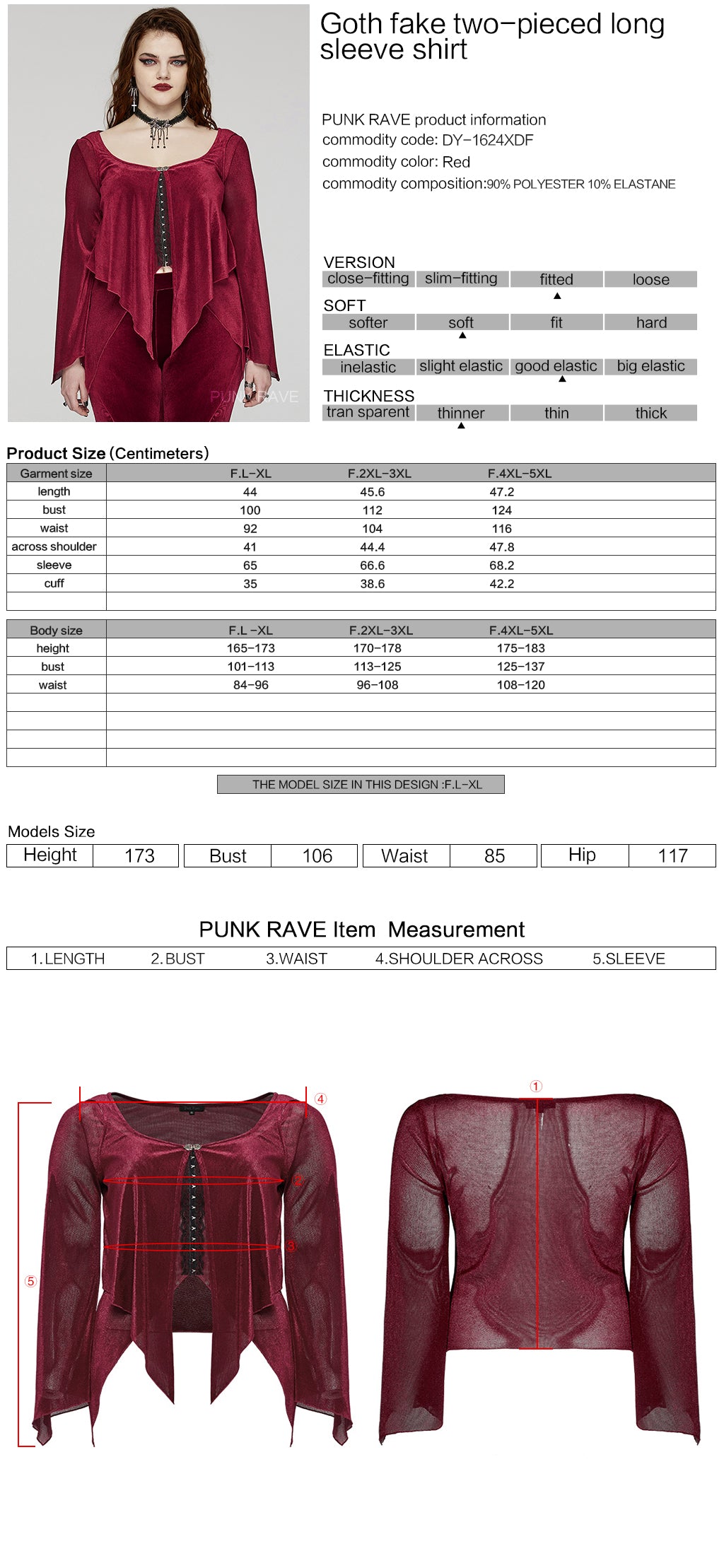 DY-1624XDF Gothic Elegance Layered Long Sleeve Mesh Shirt?-??Punk Rave Clothing