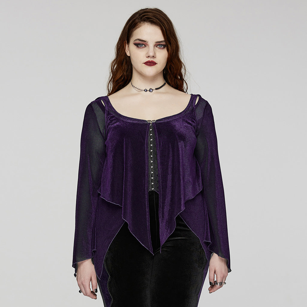 DY-1624XDF Gothic Elegance Layered Long Sleeve Mesh Shirt?-??Punk Rave Clothing