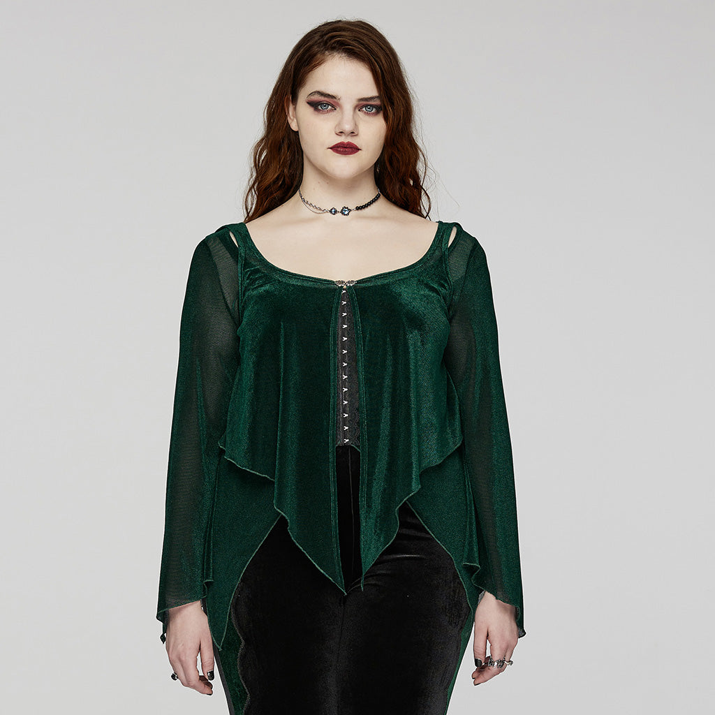 DY-1624XDF Gothic Elegance Layered Long Sleeve Mesh Shirt?-??Punk Rave Clothing
