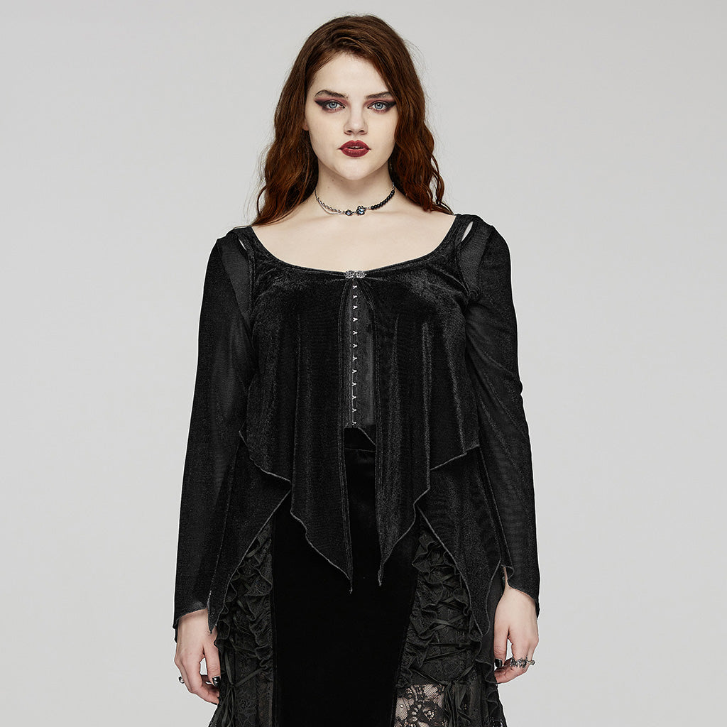 DY-1624XDF Gothic Elegance Layered Long Sleeve Mesh Shirt?-??Punk Rave Clothing