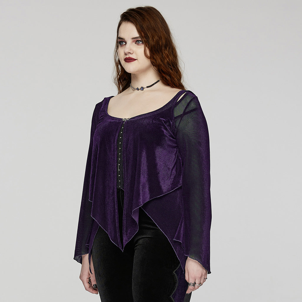 DY-1624XDF Gothic Elegance Layered Long Sleeve Mesh Shirt?-??Punk Rave Clothing