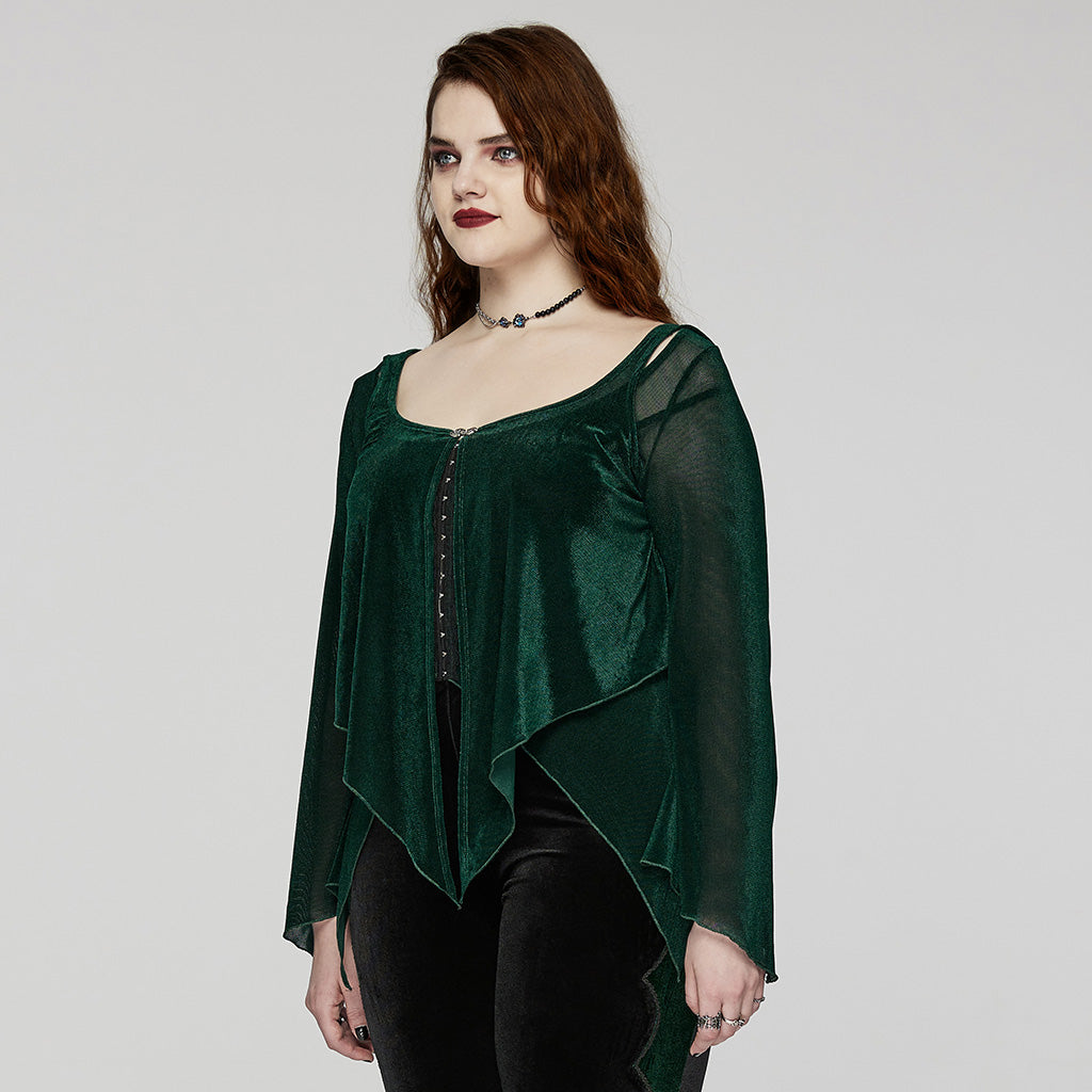 DY-1624XDF Gothic Elegance Layered Long Sleeve Mesh Shirt?-??Punk Rave Clothing