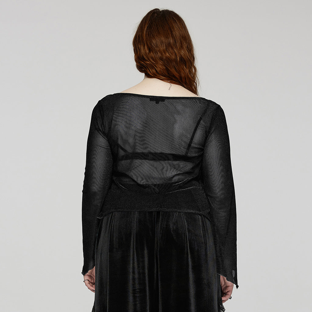 DY-1624XDF Gothic Elegance Layered Long Sleeve Mesh Shirt?-??Punk Rave Clothing