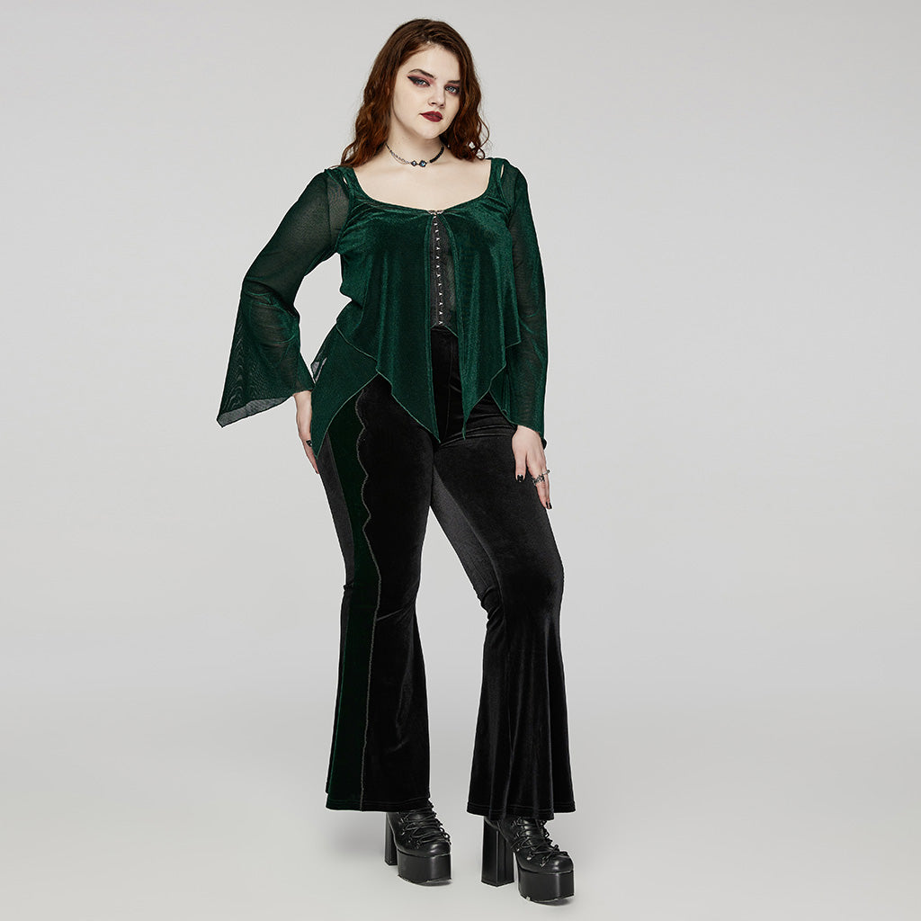 DY-1624XDF Gothic Elegance Layered Long Sleeve Mesh Shirt?-??Punk Rave Clothing
