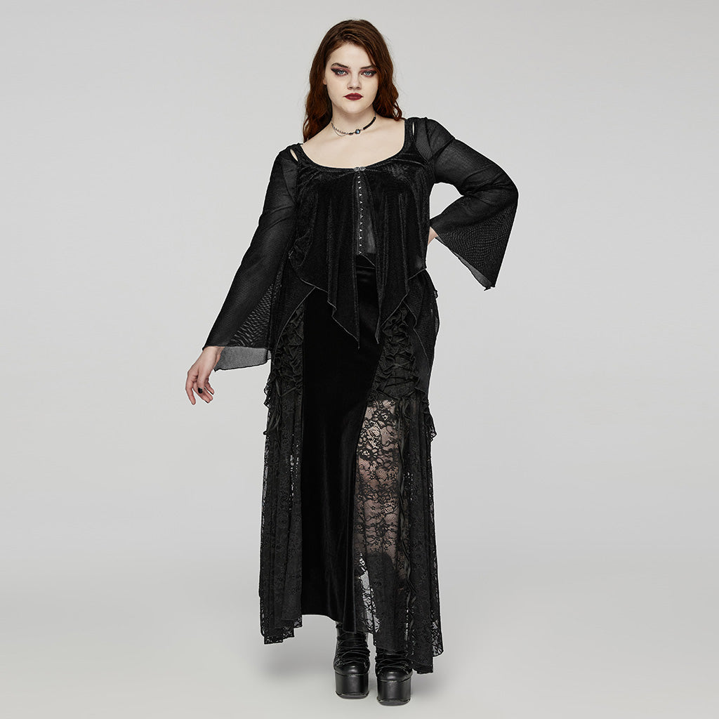 DY-1624XDF Gothic Elegance Layered Long Sleeve Mesh Shirt?-??Punk Rave Clothing