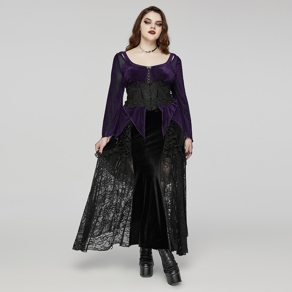 DY-1624XDF Gothic Elegance Layered Long Sleeve Mesh Shirt?-??Punk Rave Clothing