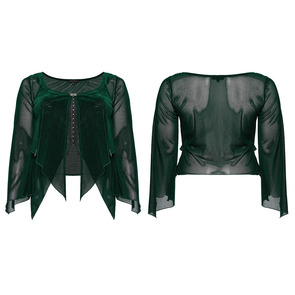 DY-1624XDF Gothic Elegance Layered Long Sleeve Mesh Shirt?-??Punk Rave Clothing