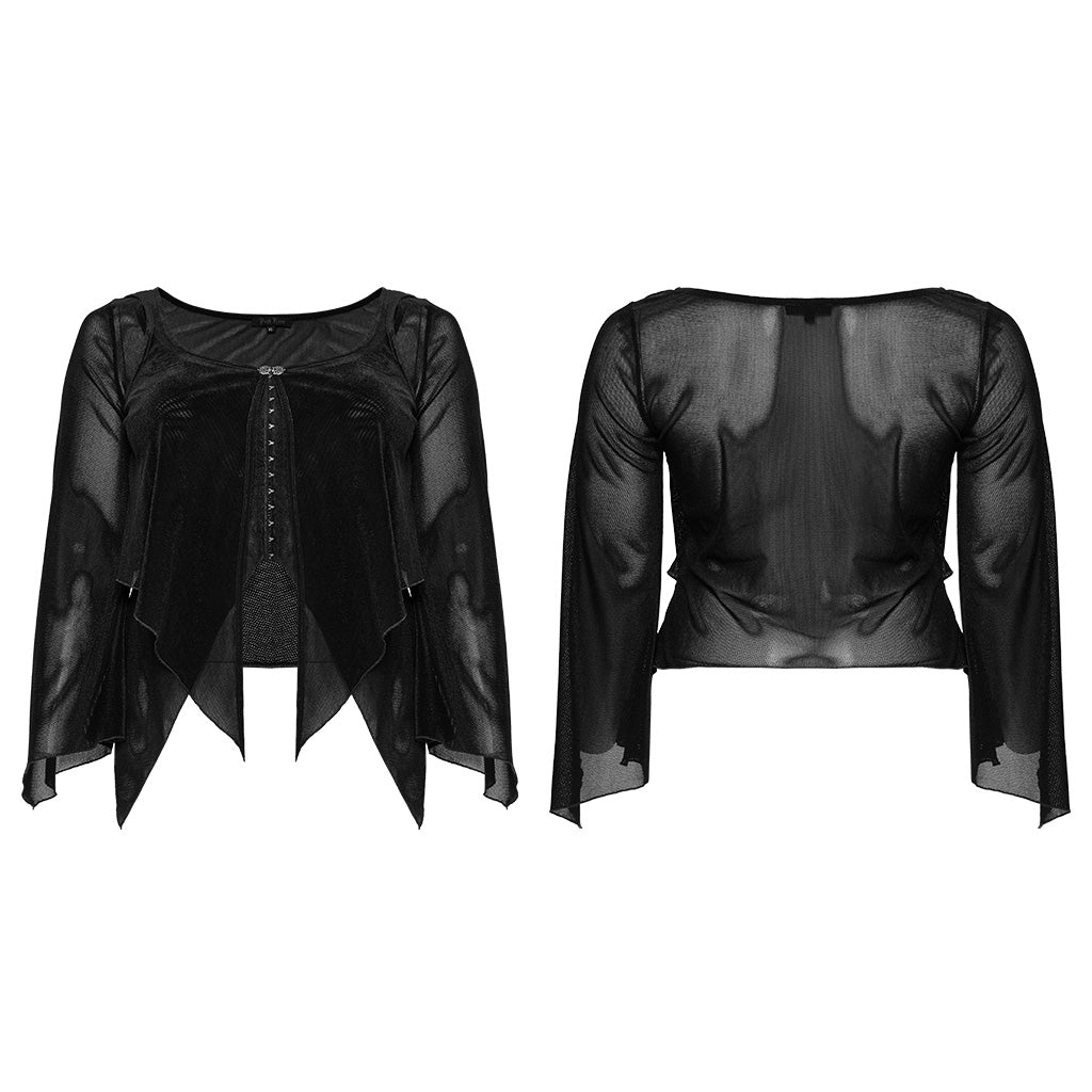 DY-1624XDF Gothic Elegance Layered Long Sleeve Mesh Shirt?-??Punk Rave Clothing