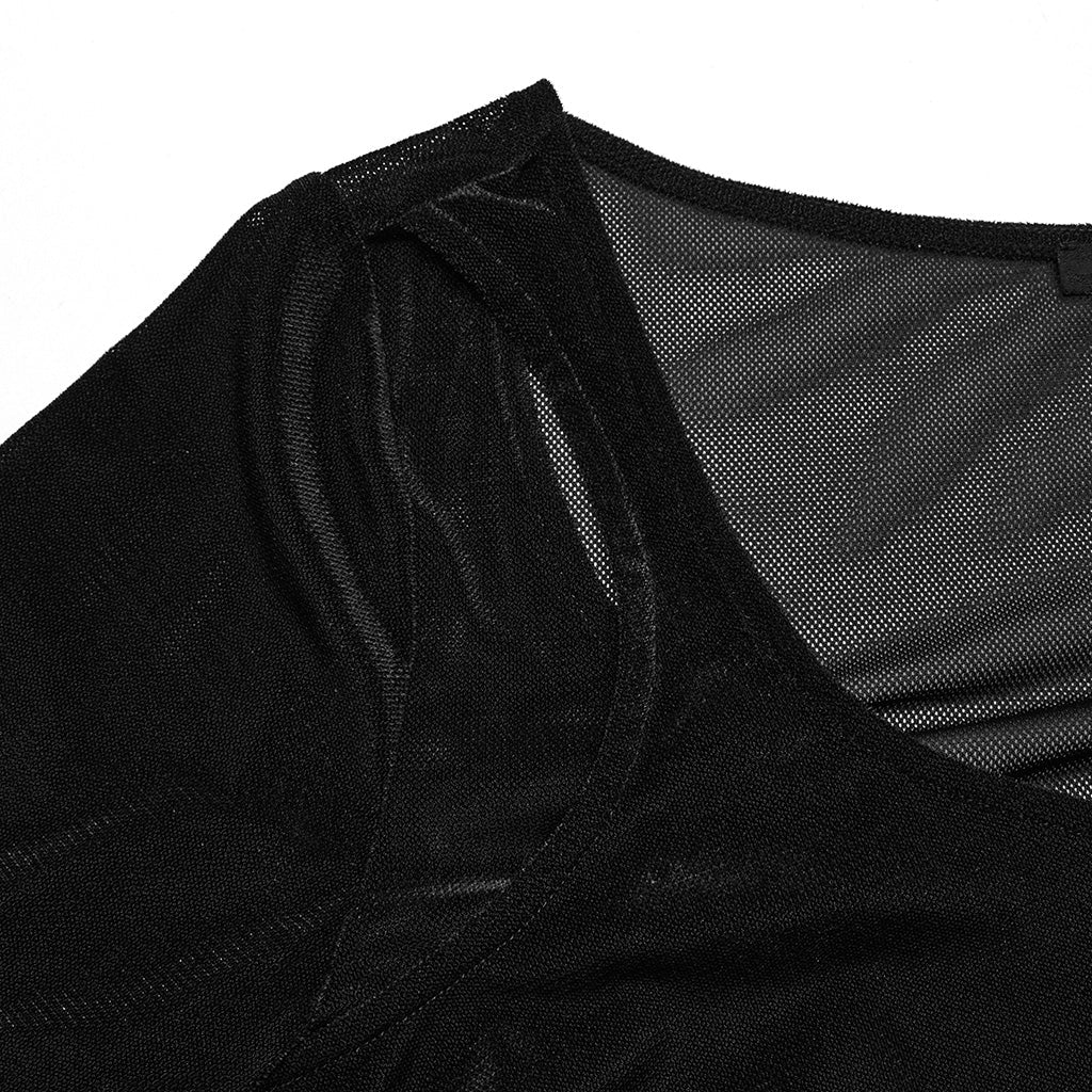 DY-1624XDF Gothic Elegance Layered Long Sleeve Mesh Shirt?-??Punk Rave Clothing