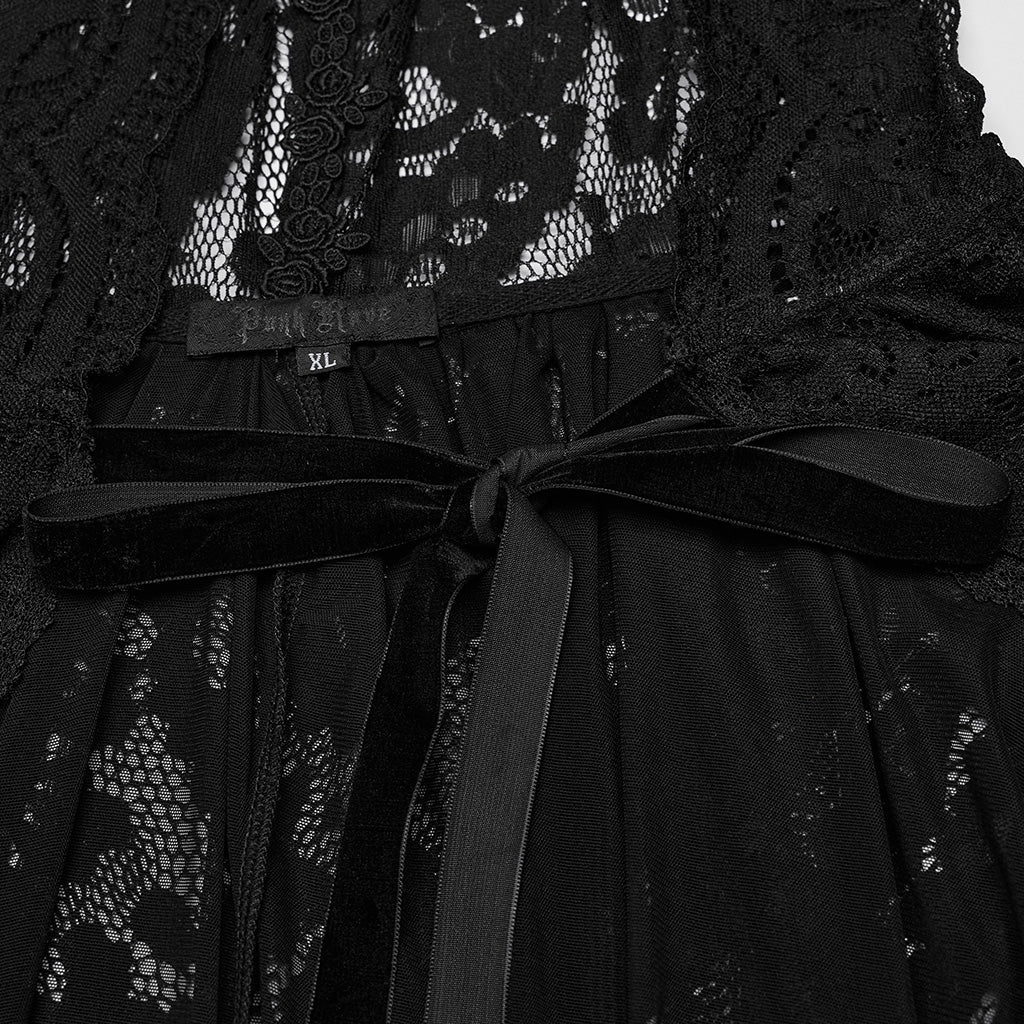 DY-1629DPF Gothic Lace Hooded Cloak Drape Sleeve Coat?-??Punk Rave Clothing