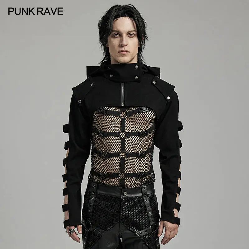 Stand Up Collar Darkness WY-1596XDM Mens Short Punk Jacket?-??Punk Rave Clothing