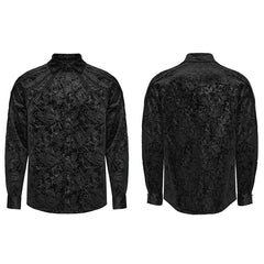 Exquisite Hand-Sewn Buckle WY-1571CCM Pleats Shoulders Embossed Pattern Goth Shirt