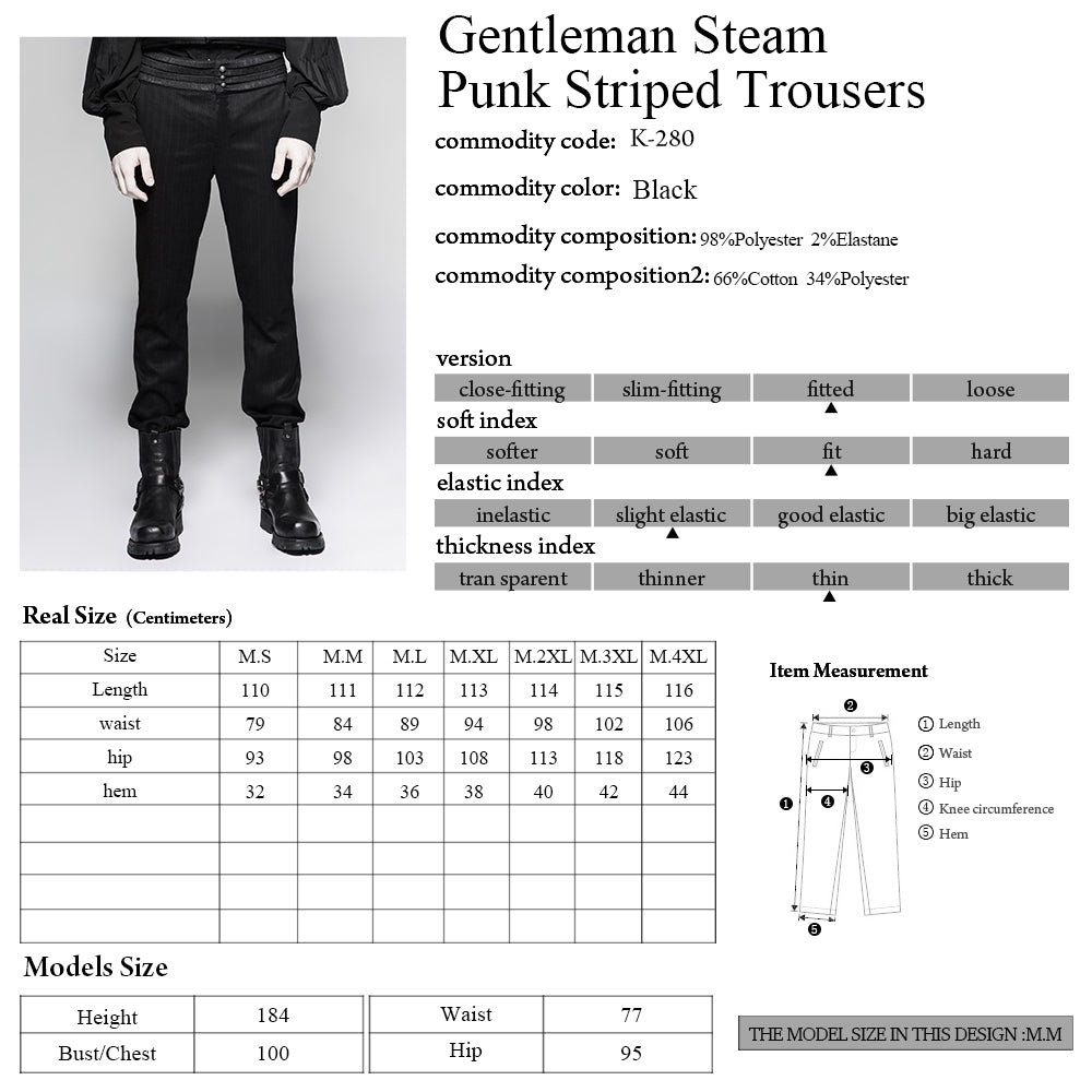 K-280 Gentleman Stripednew Generous Suit Steam Punk Pants