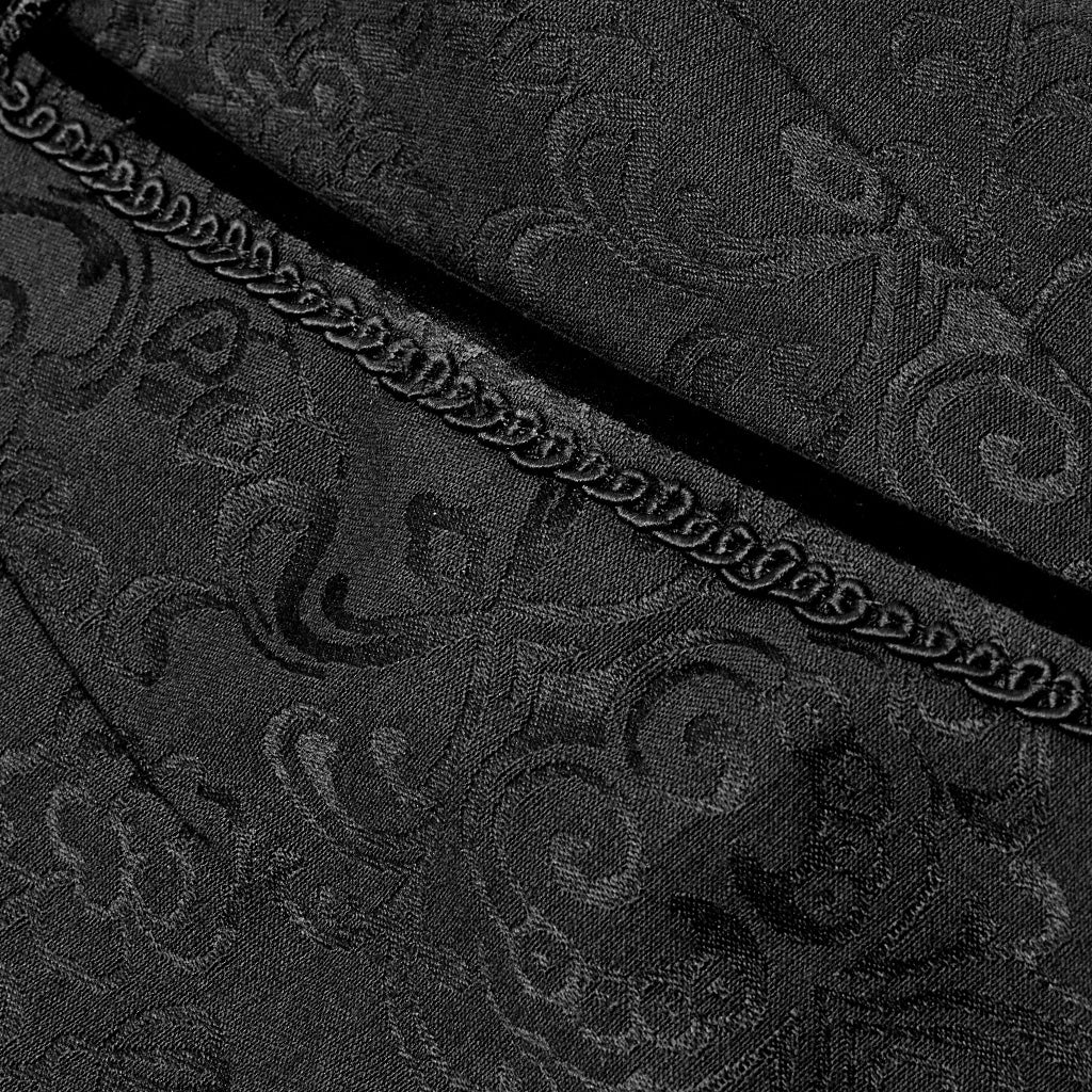 WK-403XCM Gothic Pants Elegant Textured Slim Fit Trousers Black