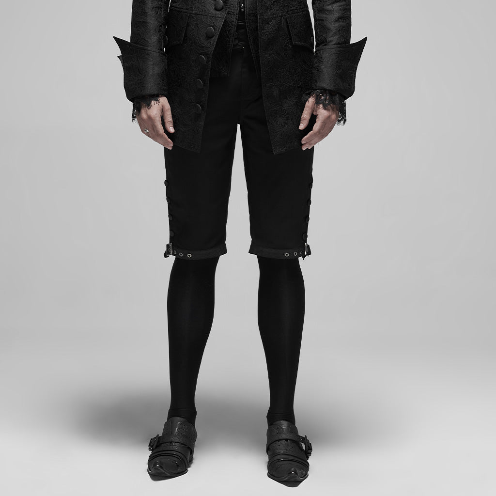 WK-405XDM Vintage Lace-Up Grey Punk Pants Knee-Length Buttons?-??Punk Rave Clothing