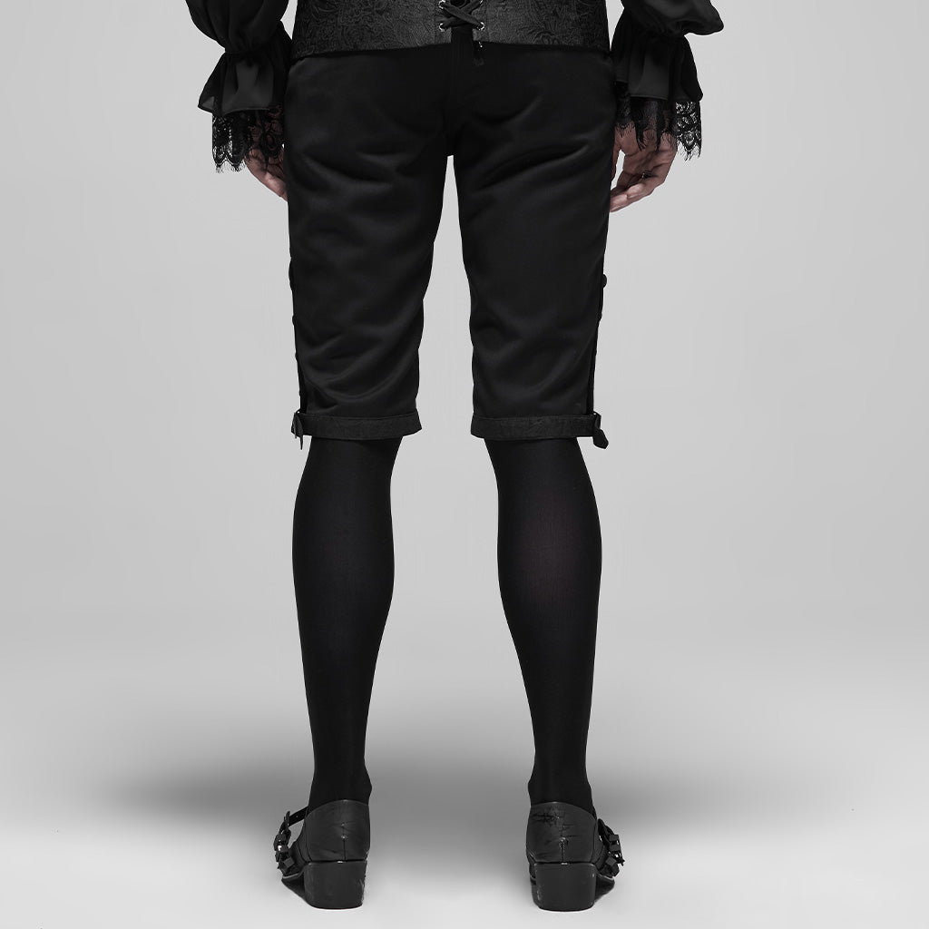 WK-405XDM Vintage Lace-Up Grey Punk Pants Knee-Length Buttons?-??Punk Rave Clothing