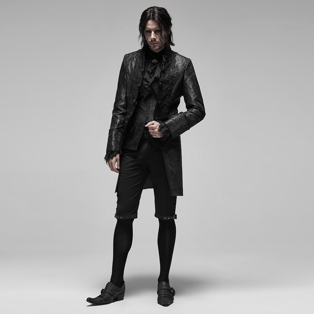 WK-405XDM Vintage Lace-Up Grey Punk Pants Knee-Length Buttons?-??Punk Rave Clothing