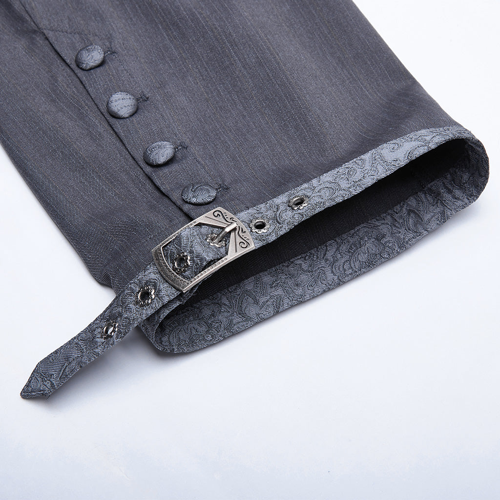 WK-405XDM Vintage Lace-Up Grey Punk Pants Knee-Length Buttons?-??Punk Rave Clothing