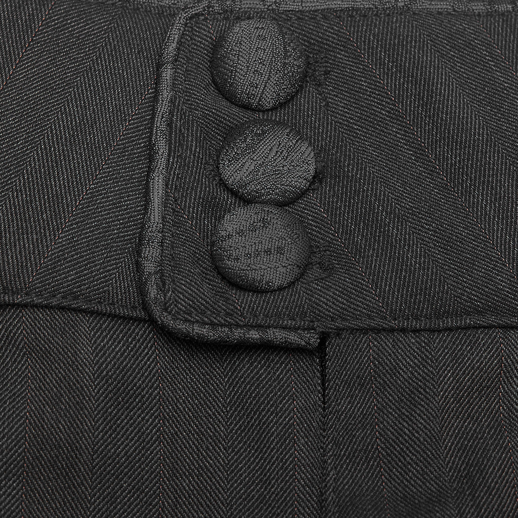 WK-405XDM Vintage Lace-Up Grey Punk Pants Knee-Length Buttons?-??Punk Rave Clothing