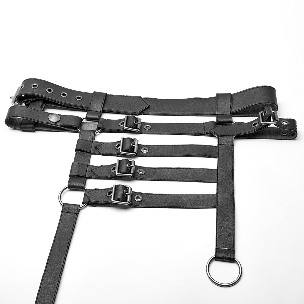 WK-413XCM Mens Gothic Warrior Pants with Adjustable Leather Straps?-??Punk Rave Clothing