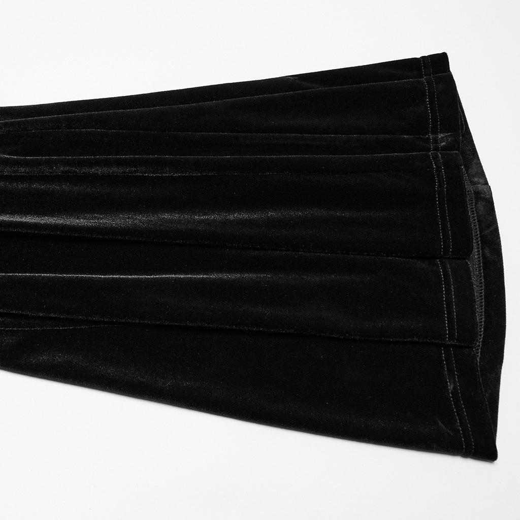OK-700DQF Velvet Flare Punk Pants with Mesh Knee Cutouts