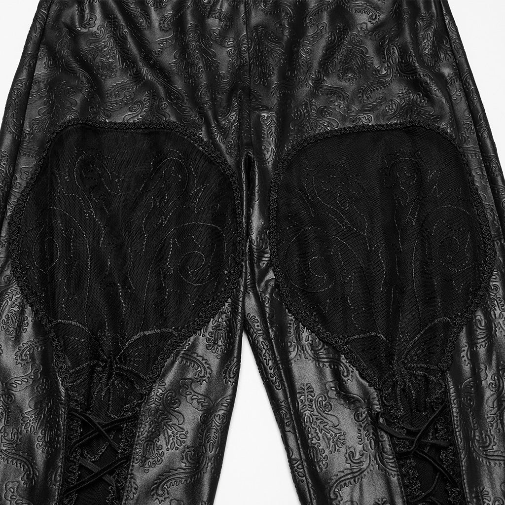 OK-711DDF Gothic Pants Lace Panel Cutout High Waist Leggings