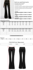OK-788XCF Velvet Lace Flare Gothic Pants High Waist Black Trousers