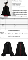 OM-091HMF Luxurious Faux Fur Trimmed Gothic Coat with Embroidered Detail Gothic Coat Vintage Fur Trimmed Embroidered Cape Cloak