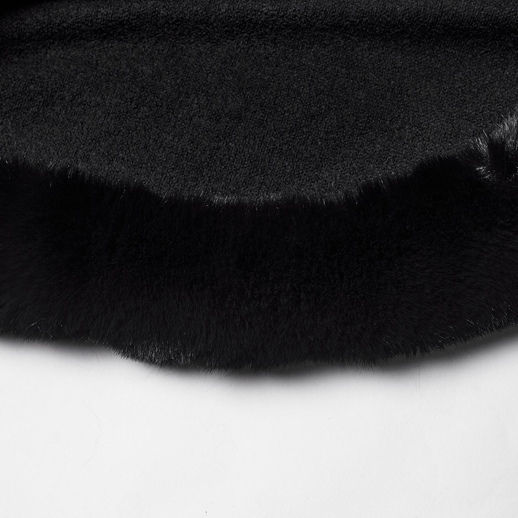 OM-091HMF Luxurious Faux Fur Trimmed Gothic Coat with Embroidered Detail Gothic Coat Vintage Fur Trimmed Embroidered Cape Cloak