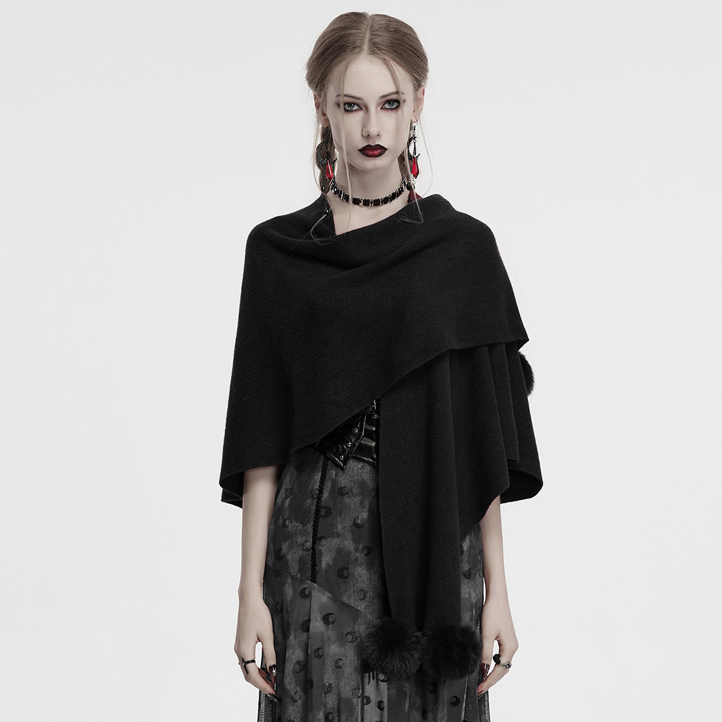 OM-094KMF Luxurious Gothic Coat Burgundy Cape with Black Lace Trim