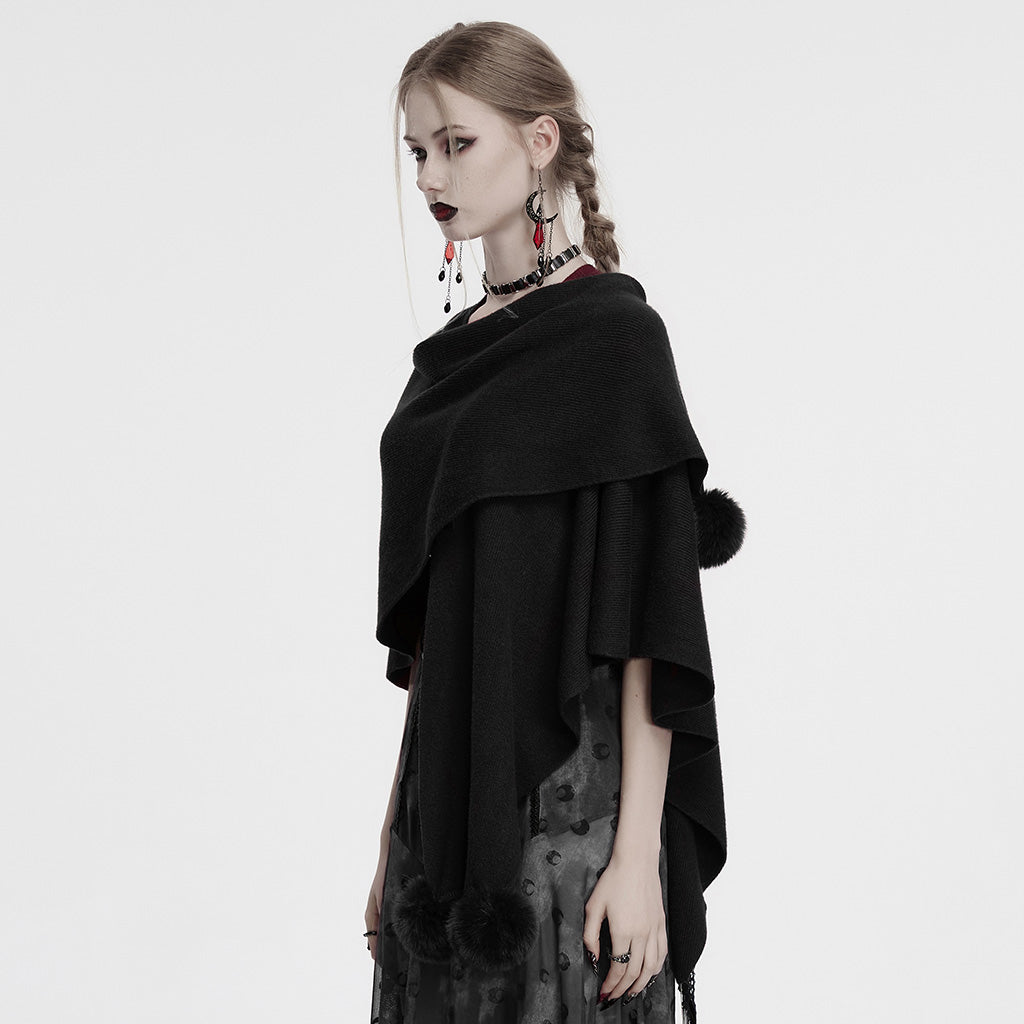 OM-094KMF Luxurious Gothic Coat Burgundy Cape with Black Lace Trim