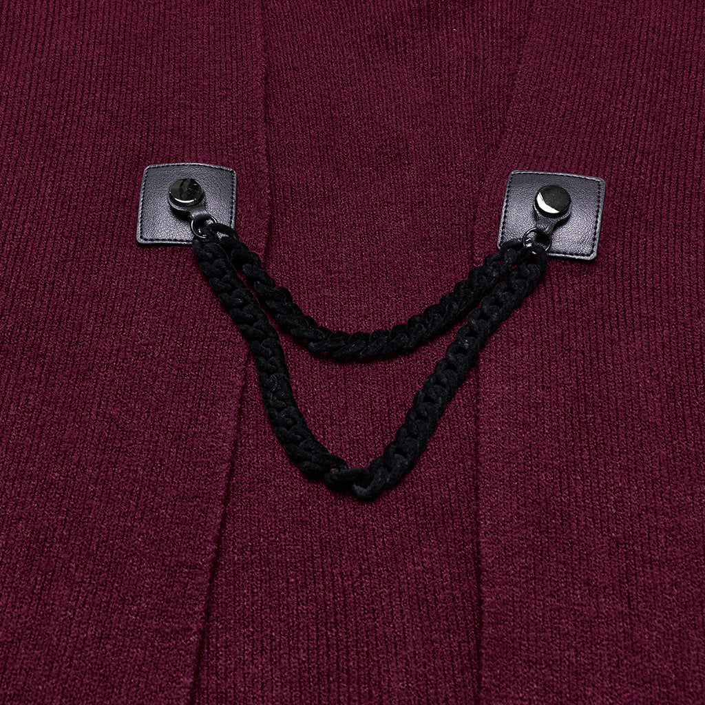 OM-094KMF Luxurious Gothic Coat Burgundy Cape with Black Lace Trim