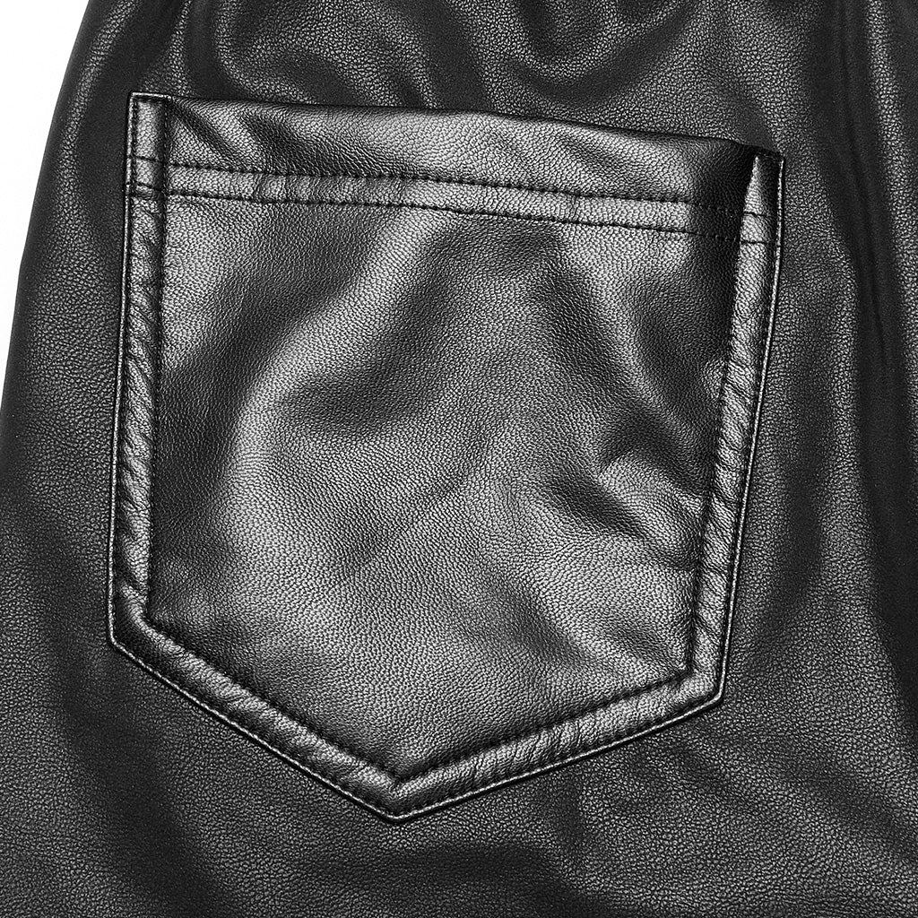 OPK-502PCF Black High-Waist Buckle Strap Punk Pants Leggings