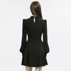 OPQ-1276LQF Gothic Dress Heart Cutout Long Sleeve Black Skater Style