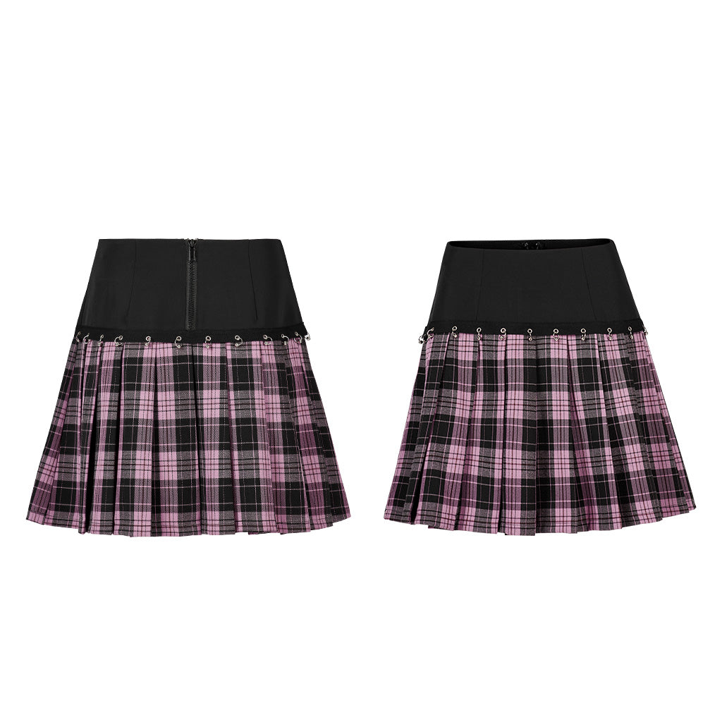 OPQ-1289BQF Edgy Plaid Punk Skirt Mini with Grommet Details