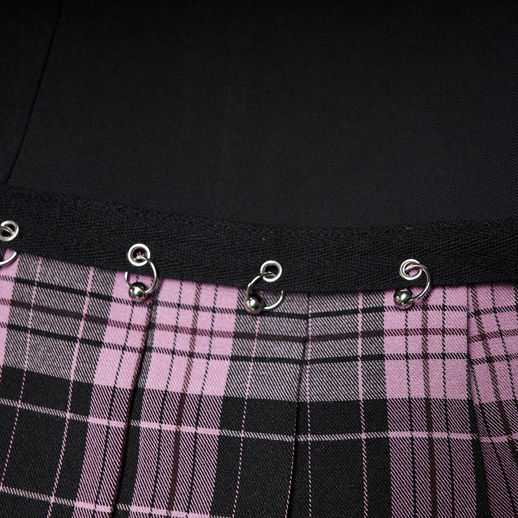 OPQ-1289BQF Edgy Plaid Punk Skirt Mini with Grommet Details