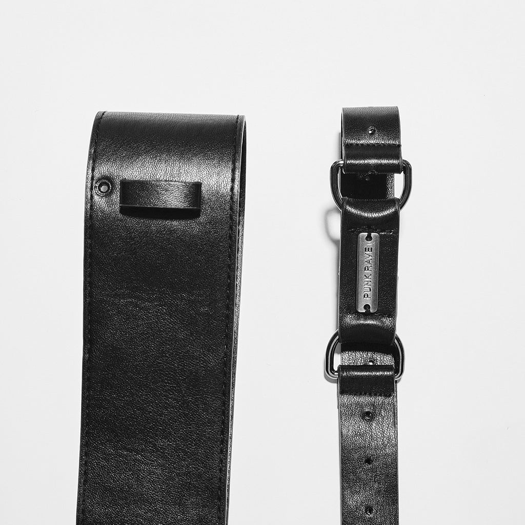 OPS-268BDF Edgy Black Double Buckle Punk Accessories Belt Fashion Statement