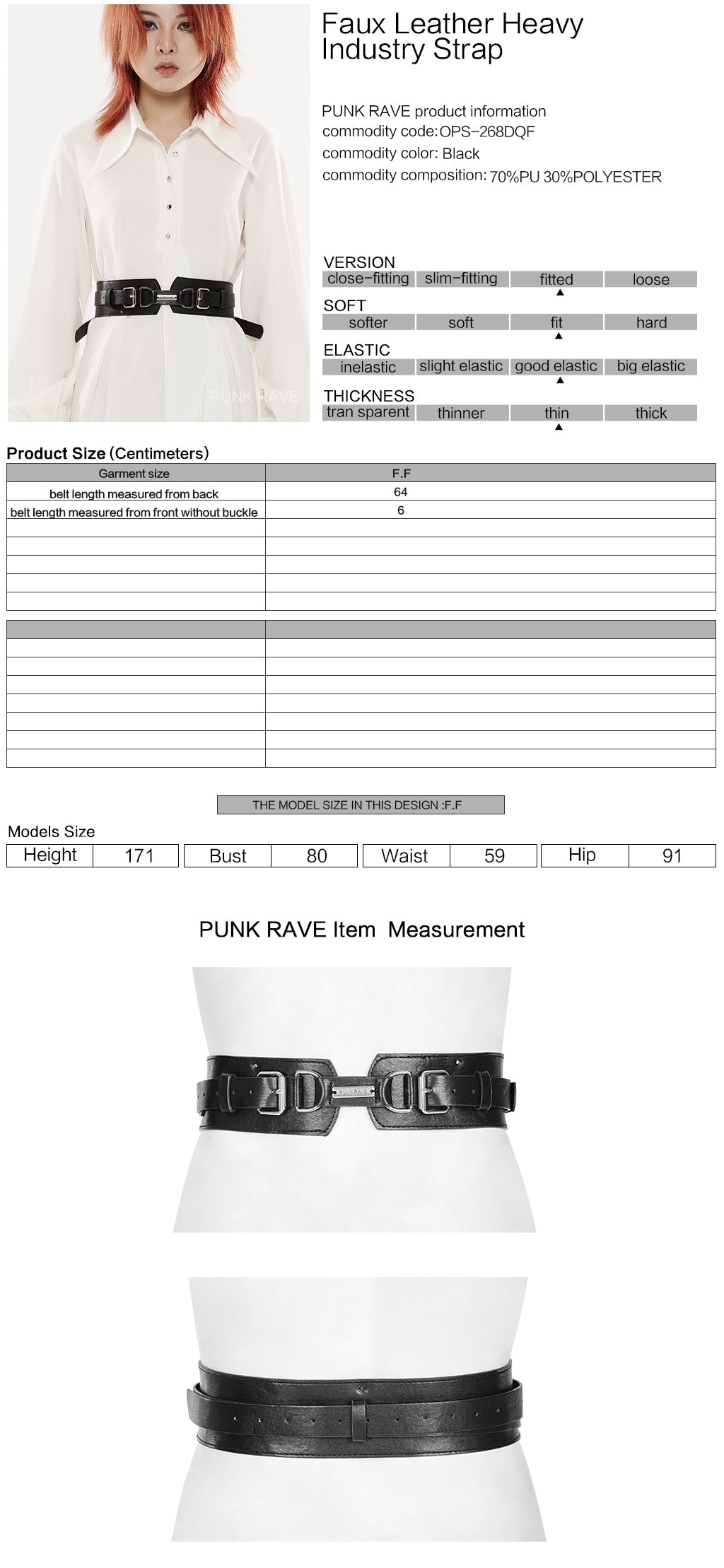 OPS-268BDF Edgy Black Double Buckle Punk Accessories Belt Fashion Statement