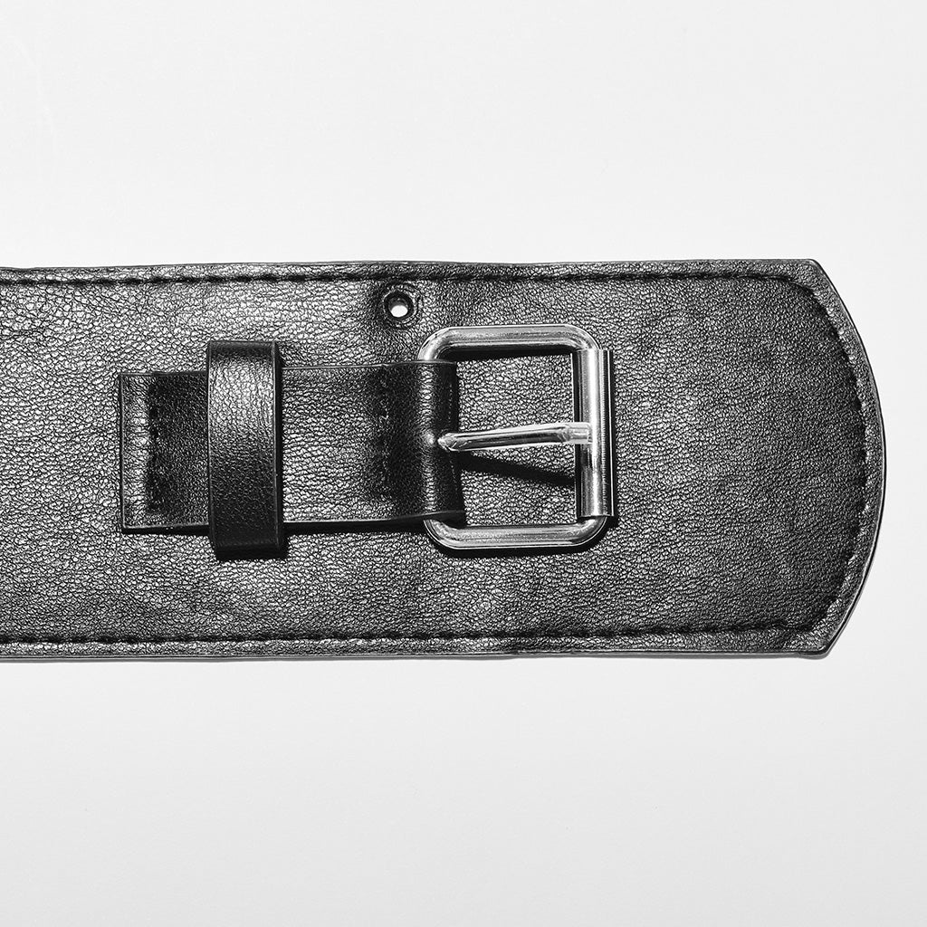 OPS-268BDF Edgy Black Double Buckle Punk Accessories Belt Fashion Statement