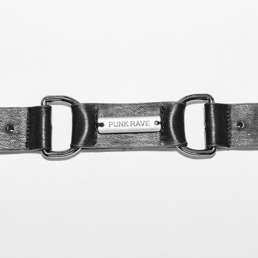 OPS-268BDF Edgy Black Double Buckle Punk Accessories Belt Fashion Statement