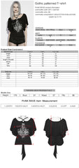 OPT-1002TDF Gothic T-Shirts Chandelier Print Cross-Strap Neckline Black Top