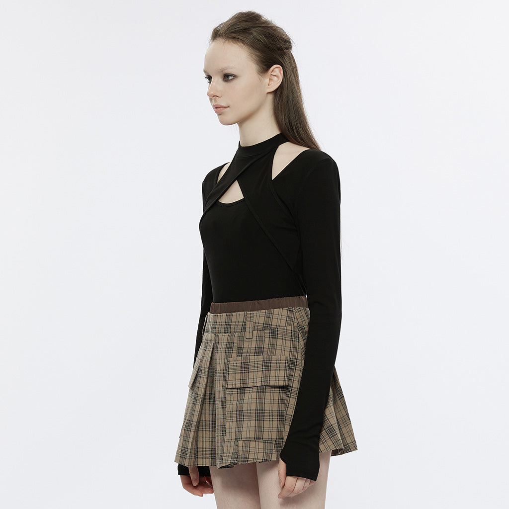 OPT-803TCF Chic Cutout Punk T-Shirt Cross Hollow Long Sleeve?-??Punk Rave Clothing