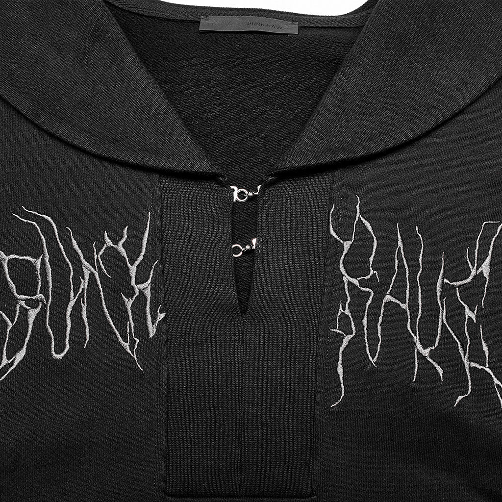 OPT-805WYF Sailor Neck Asymmetric Punk Sweater with Embroidered Accents?-??Punk Rave Clothing