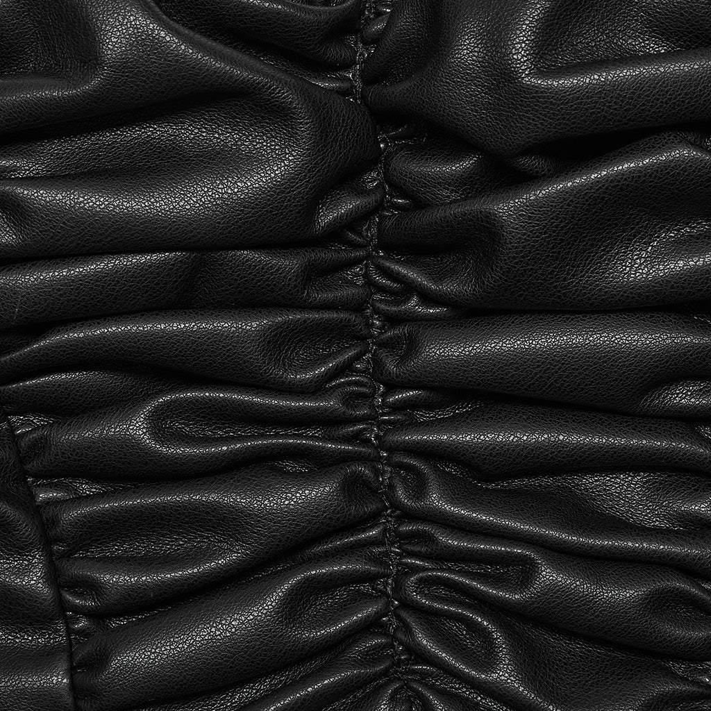 OPT-874BXF Edgy Pleated Faux Leather Punk Crop Vest?-??Punk Rave Clothing