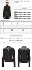 OPT-879TCF Gothic Mesh Insert Long Sleeve Punk T-Shirts Top