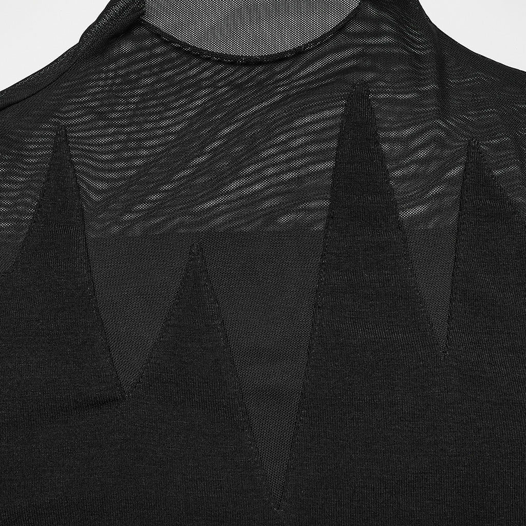 OPT-879TCF Gothic Mesh Insert Long Sleeve Punk T-Shirts Top